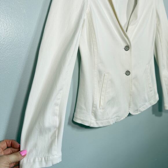 J.McLaughlin Size S White Cotton Blend Single-Breasted Two-Button Blazer Jacket - Picture 8 of 9